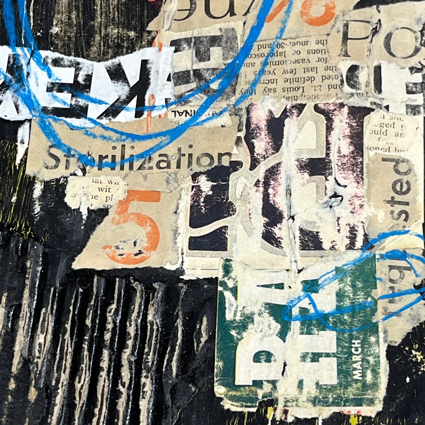 Original Grunge Minimalist Modern Art Collage Painting 8.5x11 "Homiliary" Signed