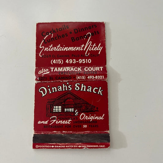 Dinah's Shack Restaurant Palo Alto CA Matchbox Vintage Matchbook Matchbox SC4-R8