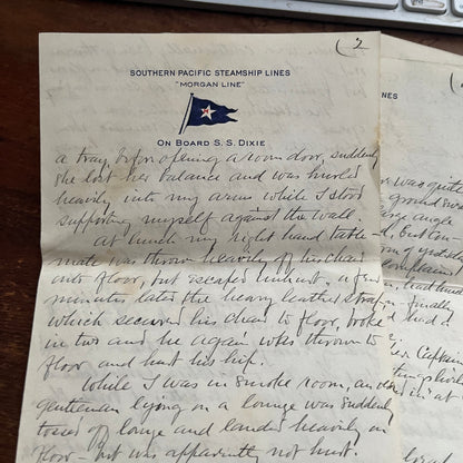 1928 Southern Pacific Steamship Morgan Line SS Dixie Handwritten Letter AF4