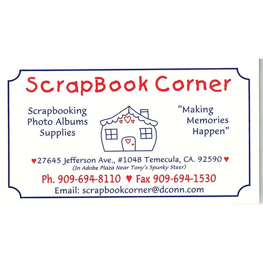 Scrapbook Corner Adobe Plaza Temecula CA Vintage Business Card SC9-B10