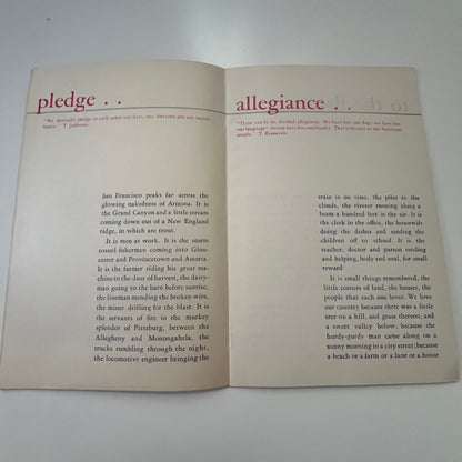 The Pledge of Allegiance John Marshall Los Angeles CA 1940s WWII Booklet TG2-OB