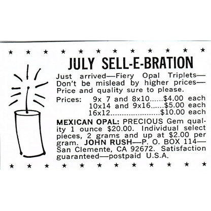 John Rush Mexican Opals San Clemente CA 1972 Ad AF8-M3