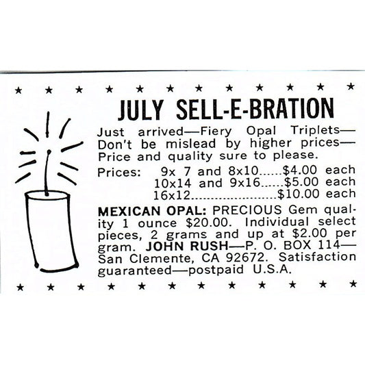 John Rush Mexican Opals San Clemente CA 1972 Ad AF8-M3