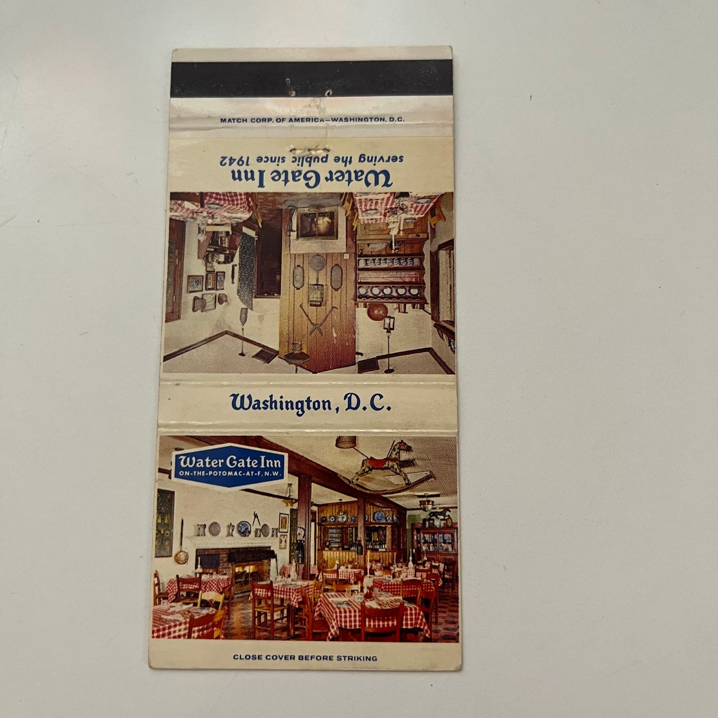 Watergate Inn Washington DC Marjory Hendricks Vintage Matchbook Cover MM6-6
