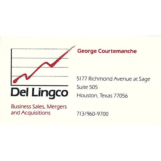 Del Lingco George Courtemanche Houston Texas Vintage Business Card SF3-B4