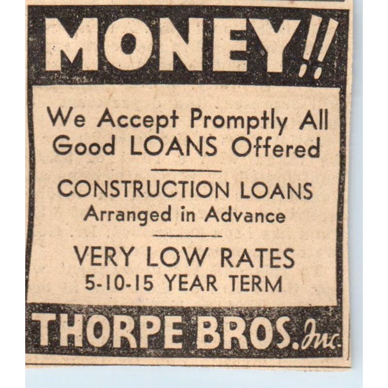 Thorpe Bros Inc Loans 1935 Minneapolis Journal Advertisement AE7-H2