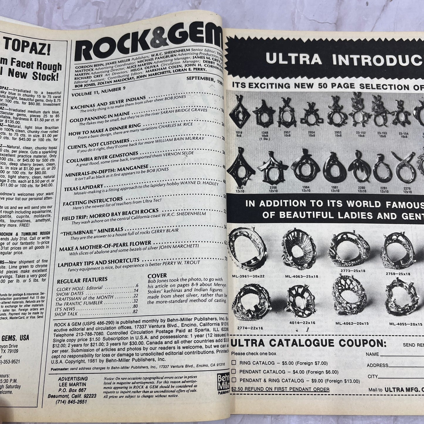 Silver Indians Gold Panning Manganese - Rock & Gem Magazine - Sep 1981 M24