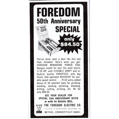 Foredom Electric Co Bethel Connecticut 1972 Ad AF8-M3