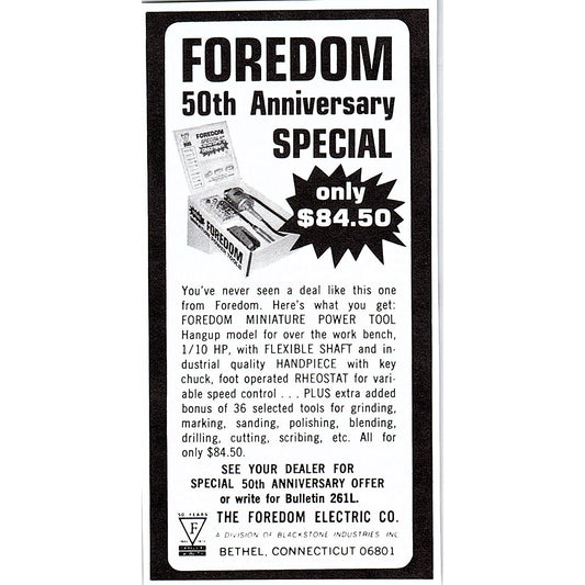 Foredom Electric Co Bethel Connecticut 1972 Ad AF8-M3