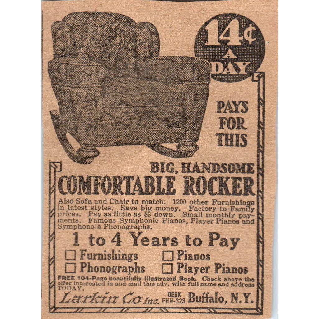 Larkin Co Buffalo NY Comfortable Rocking Chairs 1923 Magazine Ad Clip AE1-4