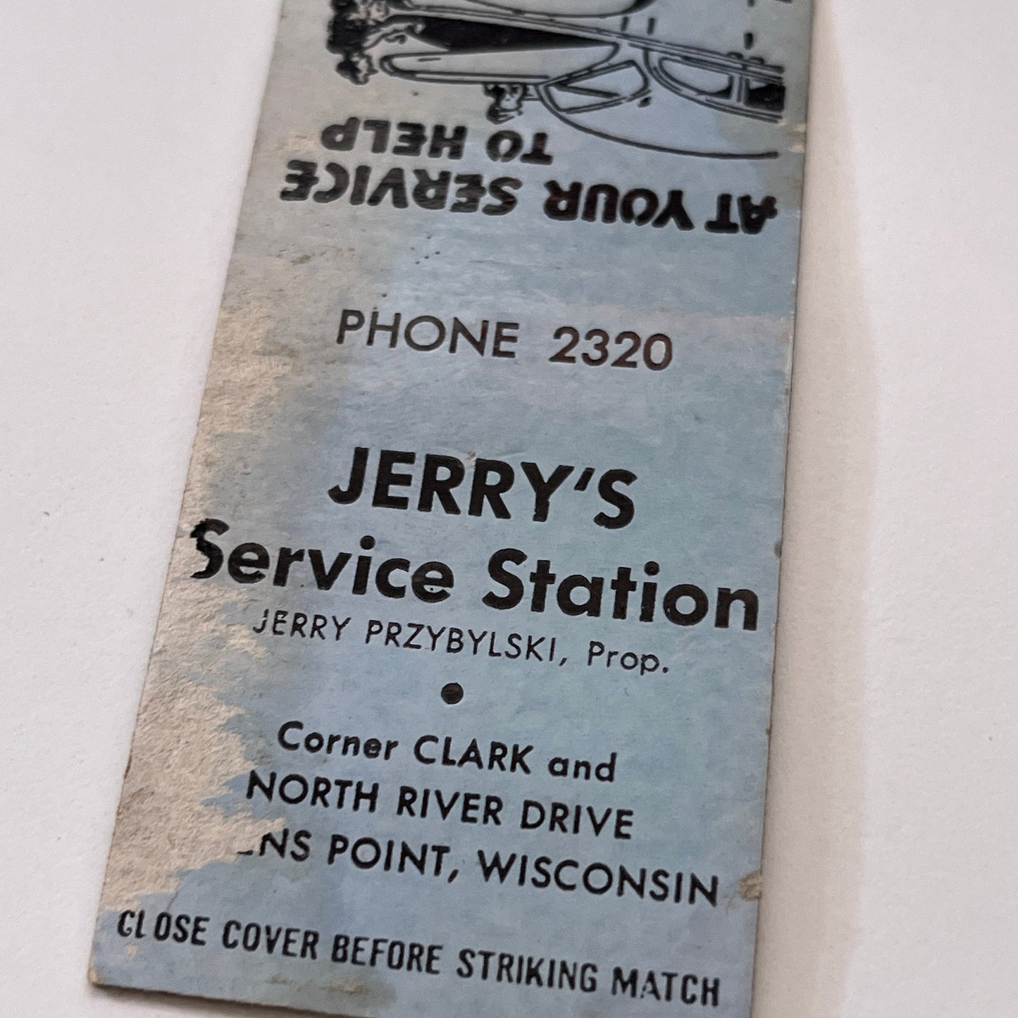 Jerry's Service Station Jerry Pryzbylski Stevens Point WI Matchbook TB6-MB1-15
