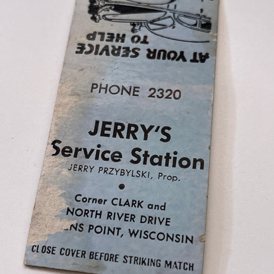 Jerry's Service Station Jerry Pryzbylski Stevens Point WI Matchbook TB6-MB1-15