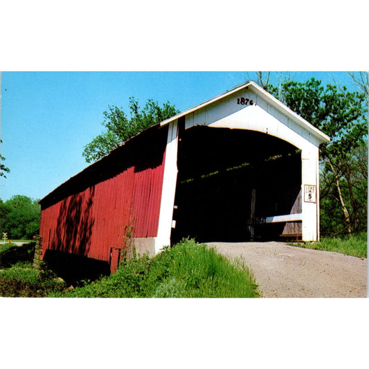 Hillsdale Bridge Vermillion County Indiana Covered Bridge Postcard PB11