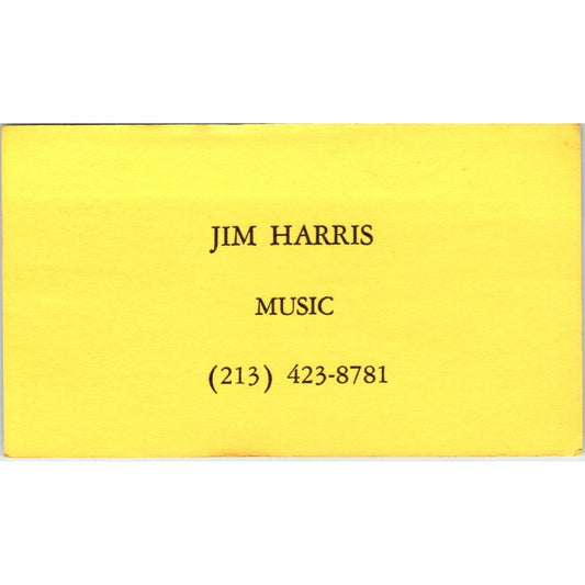 Jim Harris Music Los Angeles CA Vintage Business Card SD8-B12
