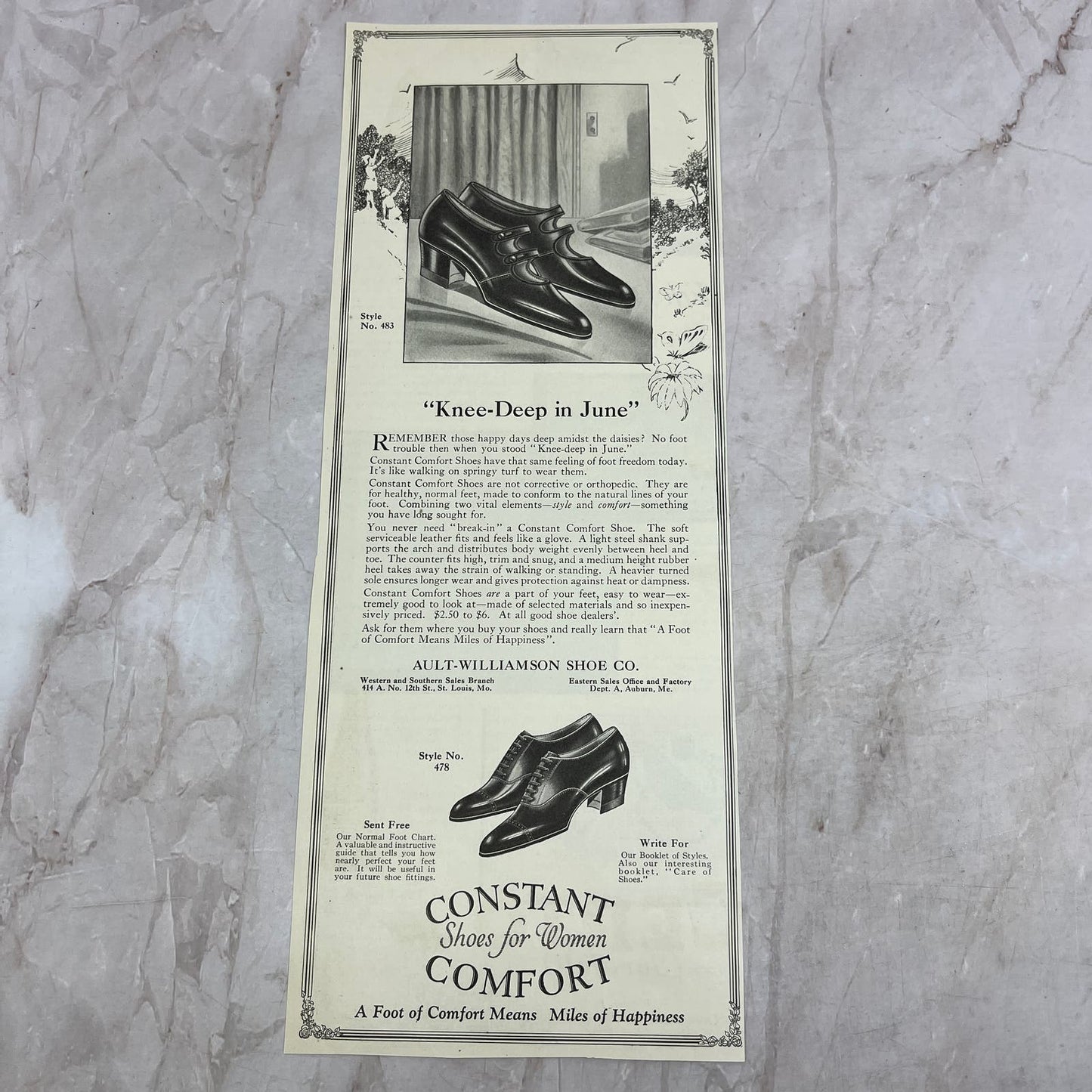 Constant Comfort Shoes for Women Ault-Williamson Shoe Co 1924 Magazine Ad FL6-11
