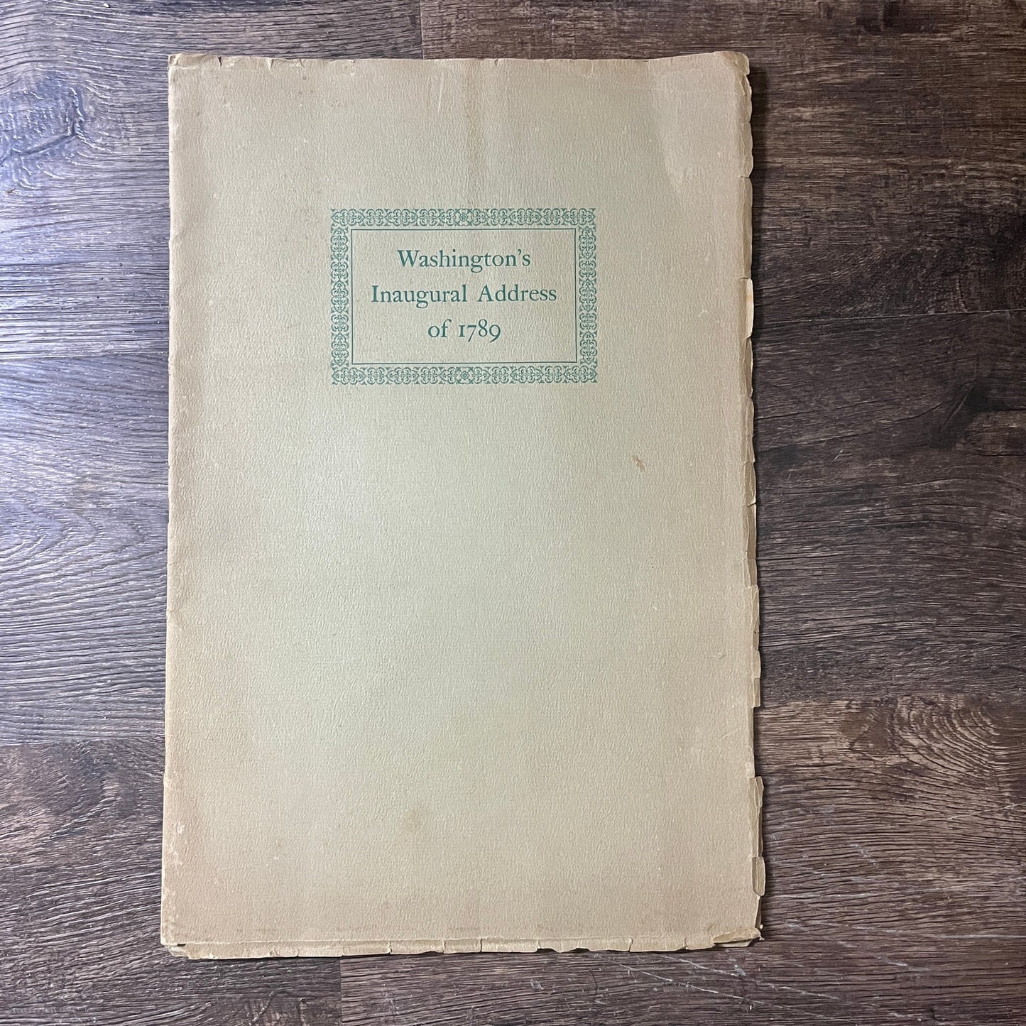 1952 Reproduction of Washington's Inaugural Address of 1789 10x16 V8