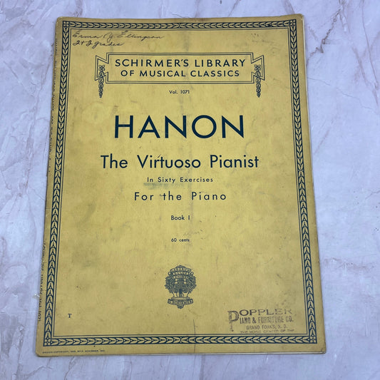 1939 Schirmer's Library Hanon Virtuoso Piano Book 1 Antique Sheet Music Ti5