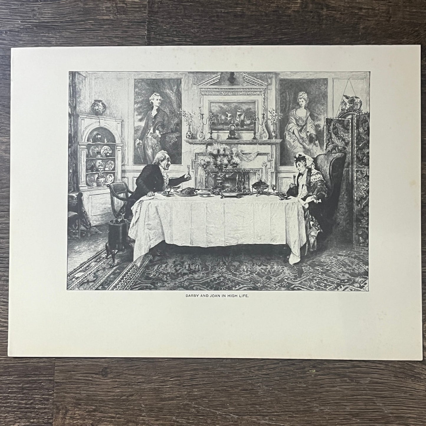Darby and Joan in High Life Antique Engraving Vintage Art Print 9x12 V6