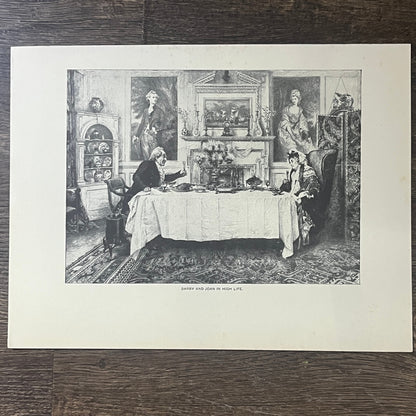 Darby and Joan in High Life Antique Engraving Vintage Art Print 9x12 V6