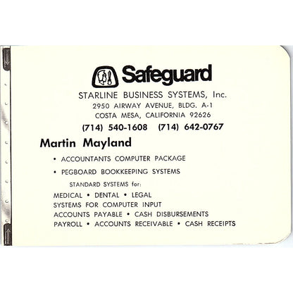 Martin Mayland Safeguard Starline Business Systems Costa Mesa Card TH2-B2