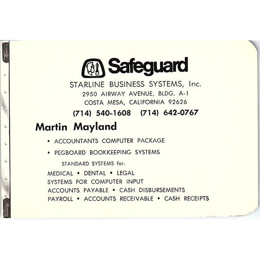 Martin Mayland Safeguard Starline Business Systems Costa Mesa Card ML1-6