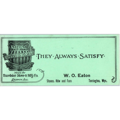 National Stoves & Ranges W.O. Eaton Torrington WY Blotter Card AD8-R8