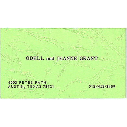 Odell and Jeanne Grant Art Austin TX Vintage Business Card SE3-B11