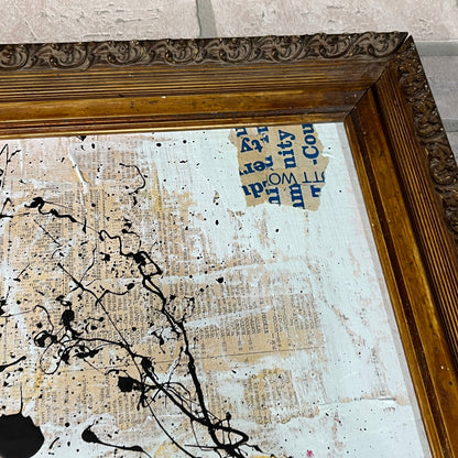 Original Framed Mixed Media Abstract Art Painting 17x21 "Privacy"