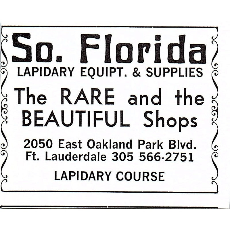 South Florida Lapidary Equipment & Supplies Fort Lauderdale FL 1972 Ad AF8-M2