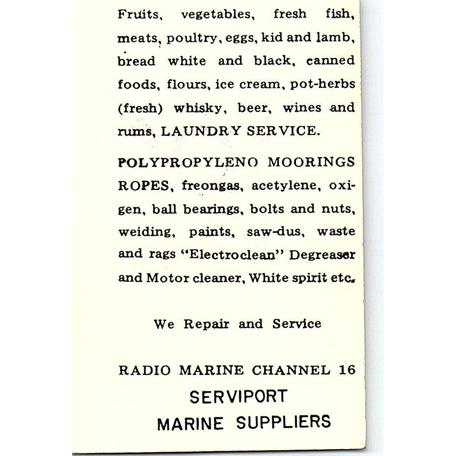 Andy Lee Tourism Telefone Service Puerto Cabello Venezuela Business Card SD9-B8