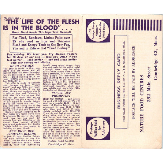 c1930 Biodine Tablets Quackery Mail Order Form AD7