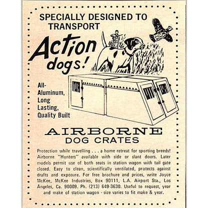 Airborne Dog Crates Los Angeles CA 1977 Ad AF6-M2
