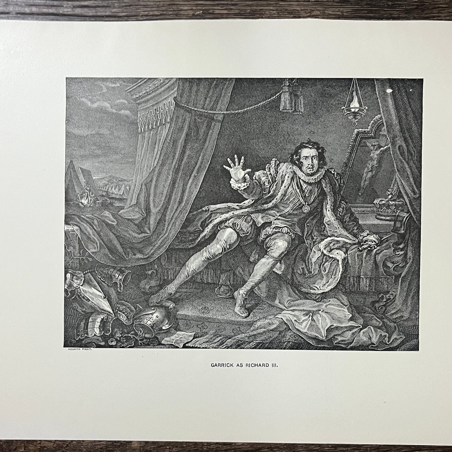 Garrick as Richard III William Hogarth Antique Engraving 9x12 V10