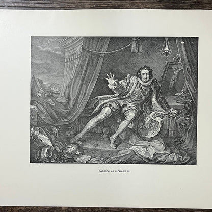 Garrick as Richard III William Hogarth Antique Engraving 9x12 V10