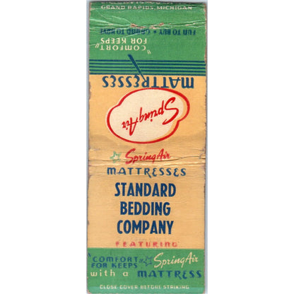 Standard Bedding Company Spring Air Mattresses Vintage Matchbook Cover SF4-Y4
