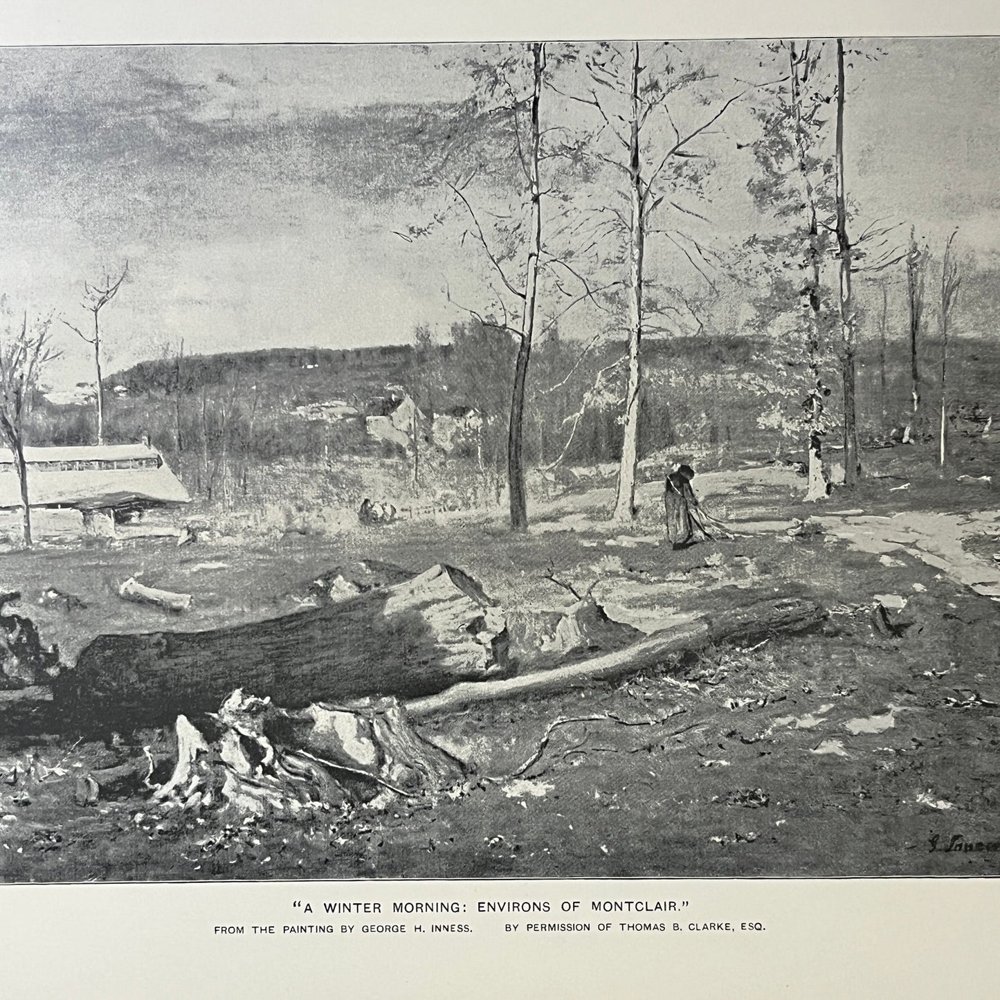 Vtg George H Innesss A Winter Morning Environs of Montclair Engraving 9x12 V4