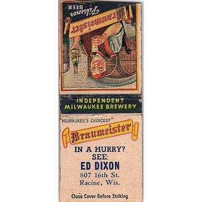 Ed Dixon Racine WI Vintage Matchbook Cover SF3-Y9