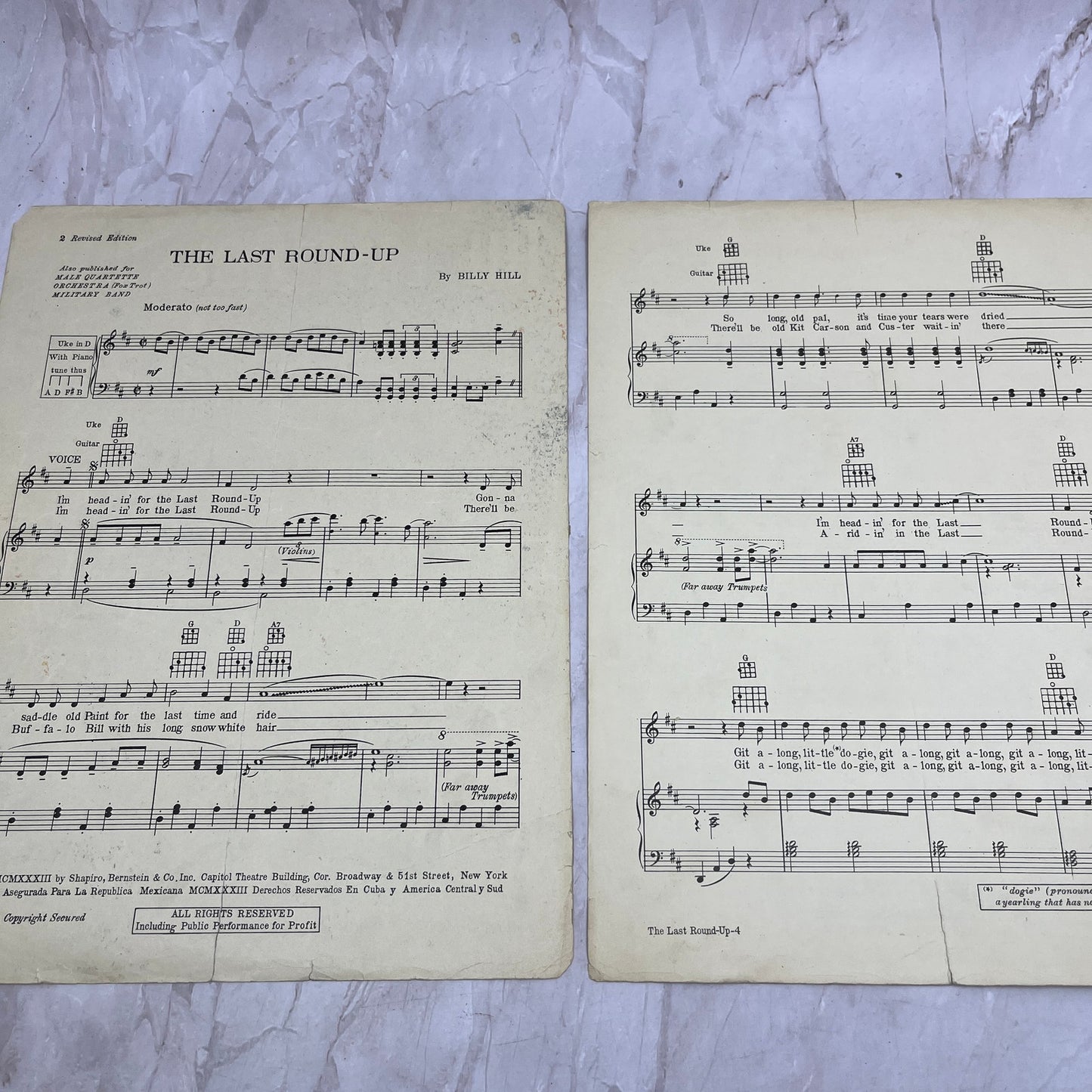 The Last Round-Up Git Along Little Dogie Billy Hill Antique Sheet Music Ti5