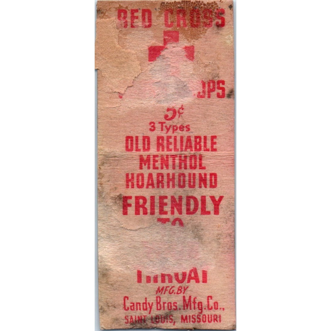 Candy Bros Mfg Co St Louis Red Cross Cough Drops Vintage Matchbook Cover SD2-Y13
