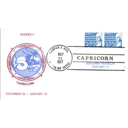 1977 Olepex 1 Capricorn Benjamin Franklin First Day Issue Postal Cover TI5-PC1