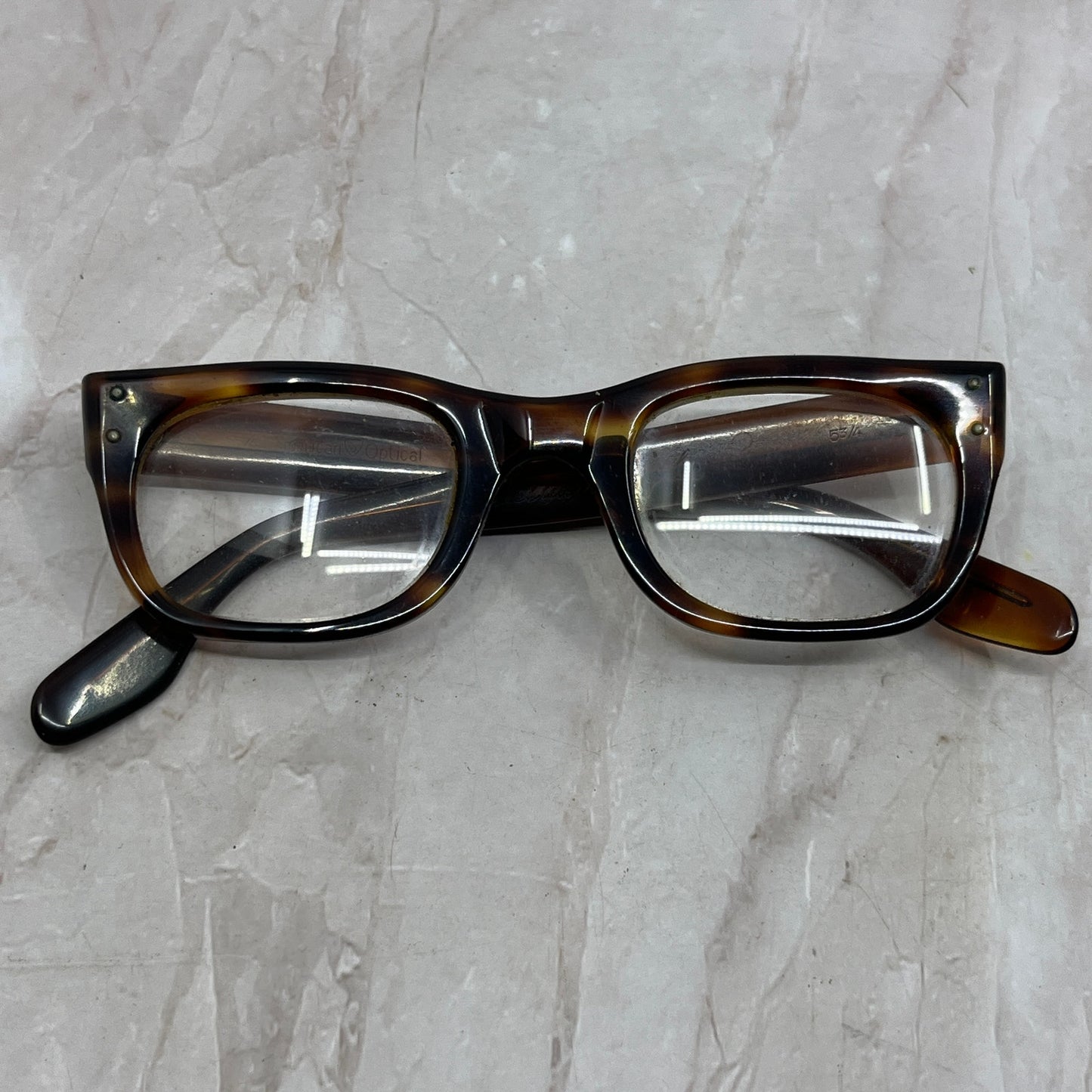 American Optical Horn Rim Tiger Eye 5 3/4 Sunglasses Eyeglasses Frames TG7-G1-2
