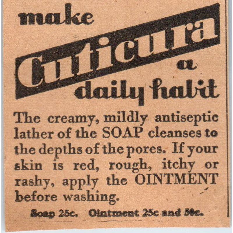 Cuticura Ointment Soap 1935 Minneapolis Journal Advertisement AE7-H2