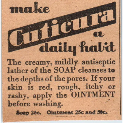 Cuticura Ointment Soap 1935 Minneapolis Journal Advertisement AE7-H2