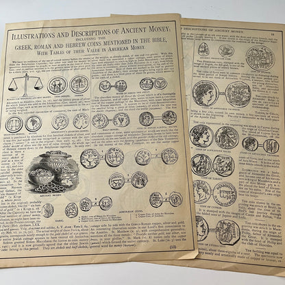 Illustrations & Descriptions Ancient Money of the Bible 1892 Book Engravings TK2