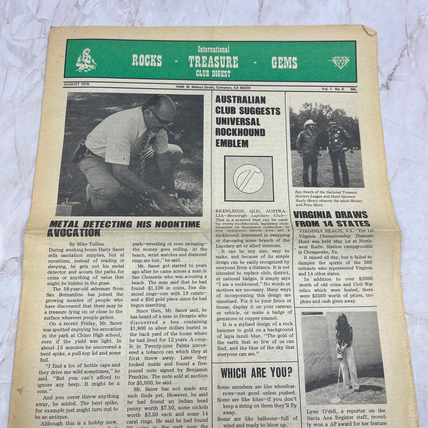 1976 Aug - International Treasure Club Digest - Treasure Hunting Gems Rocks M18