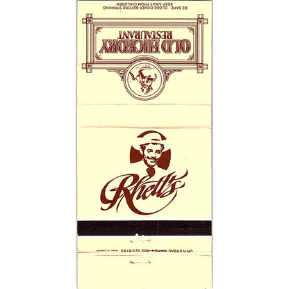 Rhett's Old Hickory Restaurant Opryland Hotel Nashville TN Matchbook TB6-MB2-7