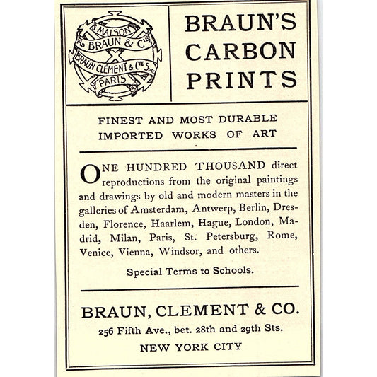 Braun's Carbon Prints Braun, Clement & Co NY - 1908 Ad AF4-3