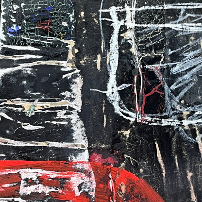 Original Minimalist Modern Art Collage Painting 8.5x11 "Amathophobia" Signed