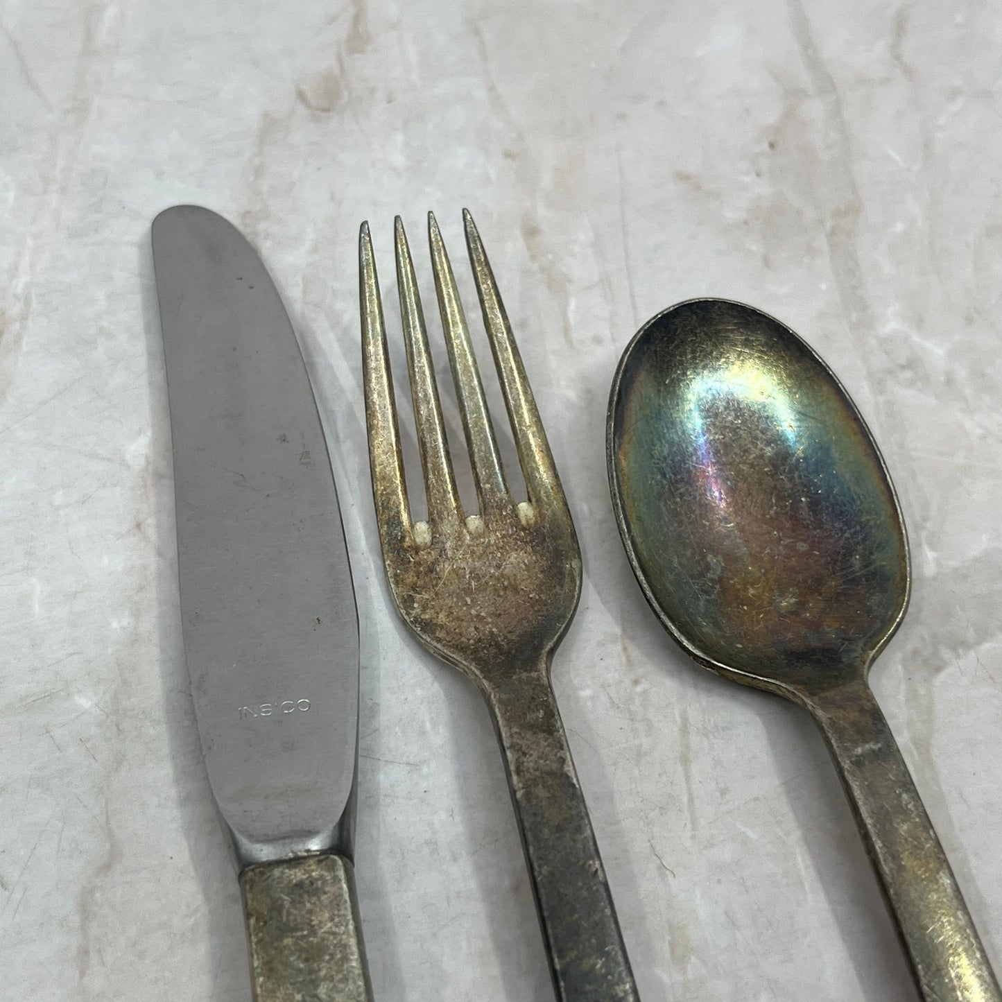 Vintage 3 Piece TWA Spoon Fork & Knife Silver Plate International Silver Co. TK3