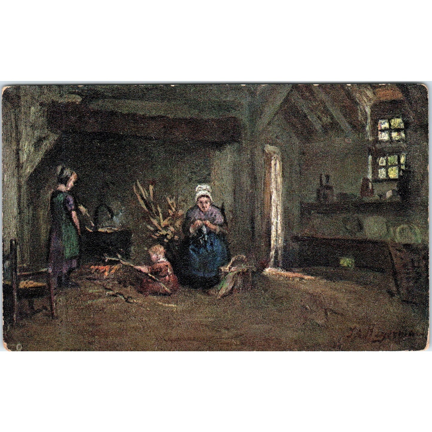 Flemish Cottage Homes Tuck Oilette Original Postcard P3-2